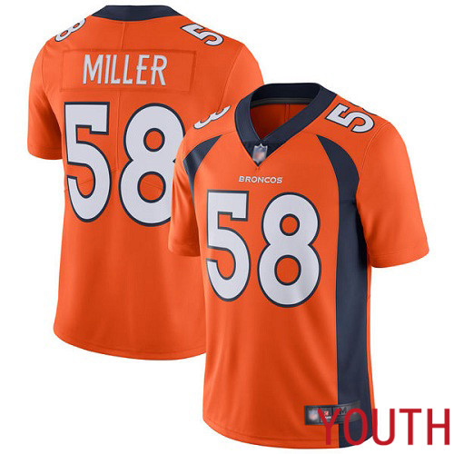 Youth Denver Broncos #58 Von Miller Orange Team Color Vapor Untouchable Limited Player Football NFL Jersey